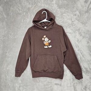 Disney Mickey Mouse XS Brown Hooded Sweatshirt Hoodie Embroidered Casual